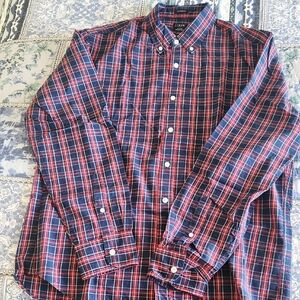 J. Crew Red and Blue Casual Button Down Shirt
